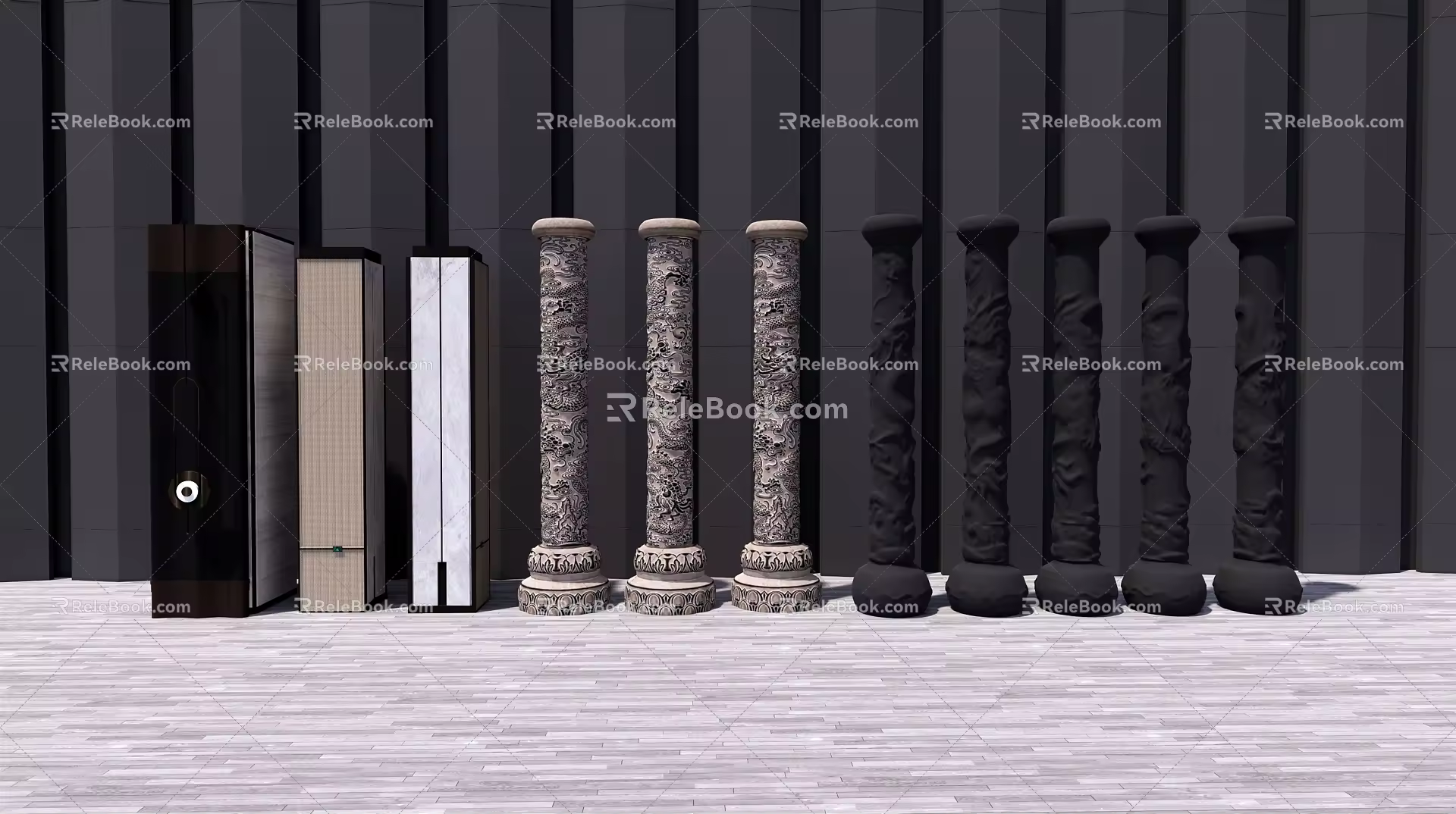 New Chinese Style Pillar Decorative Column 3d model