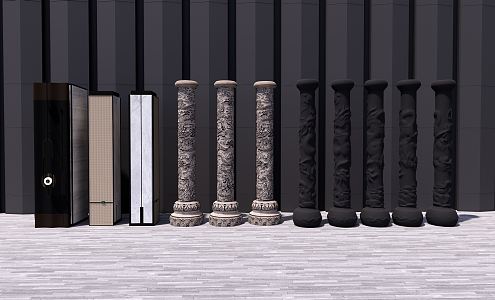 New Chinese Style Pillar Decorative Column 3d model