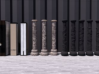 New Chinese Style Pillar Decorative Column 3d model