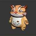Cute Cartoon Style Cat Sculpture With Brown White Stripes And Adorable Decorative Design