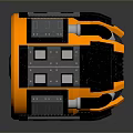 Black and Orange Industrial Equipment with Spherical Design Mechanical Panels and Connecting Pipes