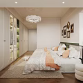Twin Beds Bedroom with Green Headboards Large Window City View Chandelier Wooden Floor and Rug