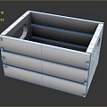 Gray Wooden Storage Box With Layered Design Handle And Metal Nails