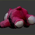 Cute Pink Soft Plush Bear Doll With Flower Headband Lying On Reflective Surface