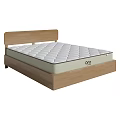 Double Bed with Wooden Frame and White Mattress Featuring Diamond Stitching
