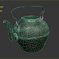 Vintage Bronze Style Electric Kettle Daily Electrical Appliance Featuring Decorative Patterns And Handle