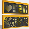 Yellow Border Black Background Wall With Yellow Dot Matrix Digital Display Characters 3d model