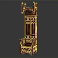 Traditional Red Wooden Furniture With Intricate Carvings Decorative Top And Detailed Patterns