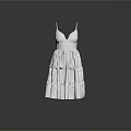 Elegant White Spaghetti Strap Dress With Layered Ruffled Skirt Design Details