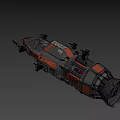 Sci Fi Spaceship Game Movie Character With Black Red Color Detailed Structure And Weaponry
