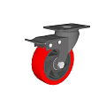 Red Wheel Caster With Black Base Metal Bracket And Brake 3d model