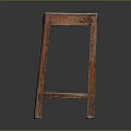 Rustic Wooden Stool With Square Seat Four Legs And Weathered Surface 3d model