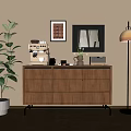 Modern Sideboard Middle Ancient Sideboard Decorative Cabinet End View Cabinet Locker Floor Plant Book Ornaments 3d model