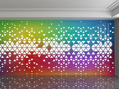 Vibrant Modern Background Wall With Colorful Gradient And White Triangular Patterns 3d model