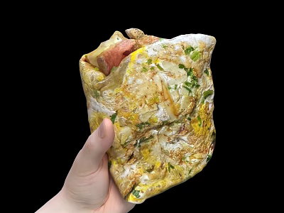 Handheld Pancake Wrap Stuffed with Meat Egg and Fresh Scallions 3d model