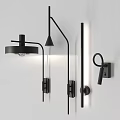 Modern Black Wall Lamps Featuring Sleek Curved Arms On White Wall 3d model