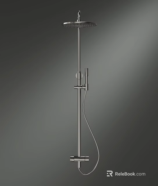 Modern Stainless Steel Shower System with Handheld Sprayer and Adjustable Rod 3d model