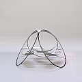 Modern Hanging Chair With Curved Metal Frame And White Cushioned Seat