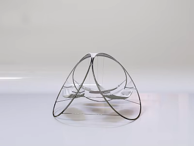 Modern Hanging Chair With Curved Metal Frame And White Cushioned Seat 3d model Modern Hanging Chair With Curved Metal Frame And White Cushioned Seat 3d model