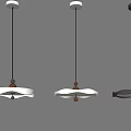 Modern Pendant Lights with Various Designs Hanging in Simple Interior Space 3d model