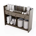 Modern Solid Wood Open-compartment Sideboard 3d model