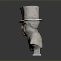 Four Male Busts With Top Hats One Different Colored On Black Surface With Reflections