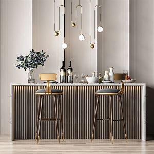 Light Luxury Bar Chair Combination Bar Counter Bar Chair 3d model