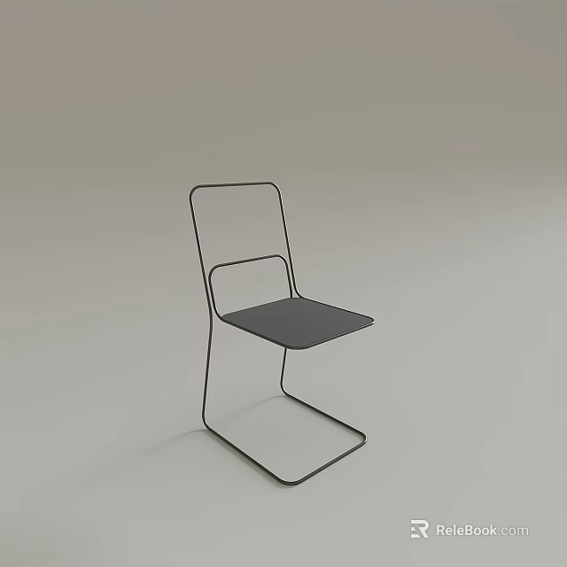 Modern Minimalist Single Chair with Sleek Metal Frame and Dark Seat Design 3d model 