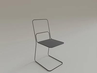 Modern Minimalist Single Chair with Sleek Metal Frame and Dark Seat Design 3d model