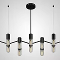 Modern Black Frame Chandelier With Transparent Glass Multiple Lights Design 3d model
