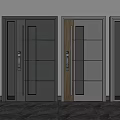 Modern Security Doors With Black Metal Frames Wooden Accents And Glass Panels