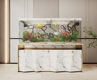 Light Luxury Fish Tank Glass Fish Tank Aquarium Display Cabinet Side Cabinet 3d model