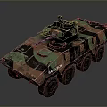 Armored Military Vehicle LAV III Model With Camouflage Paint Six Wheels And Top Mounted Weapon