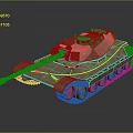 Armored Tank 3D Model With Rusty Pinkish Weathered Surface Cannon Barrel And Tracks