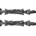 Elegant Carved Black Decorative Pieces Featuring Swirl Designs Floral Tops And Pointed Ends