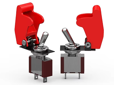 Industrial Red Toggle Switches With Metal Base For Equipment Control 3d model