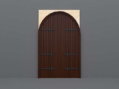 American Curved Barn Door Wooden Arch American Vintage Castle Warehouse Door Curved Swing Door Shaped Wooden Door 3d model