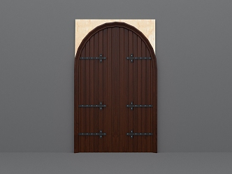 American Curved Barn Door Wooden Arch American Vintage Castle Warehouse Door Curved Swing Door Shaped Wooden Door 3d model