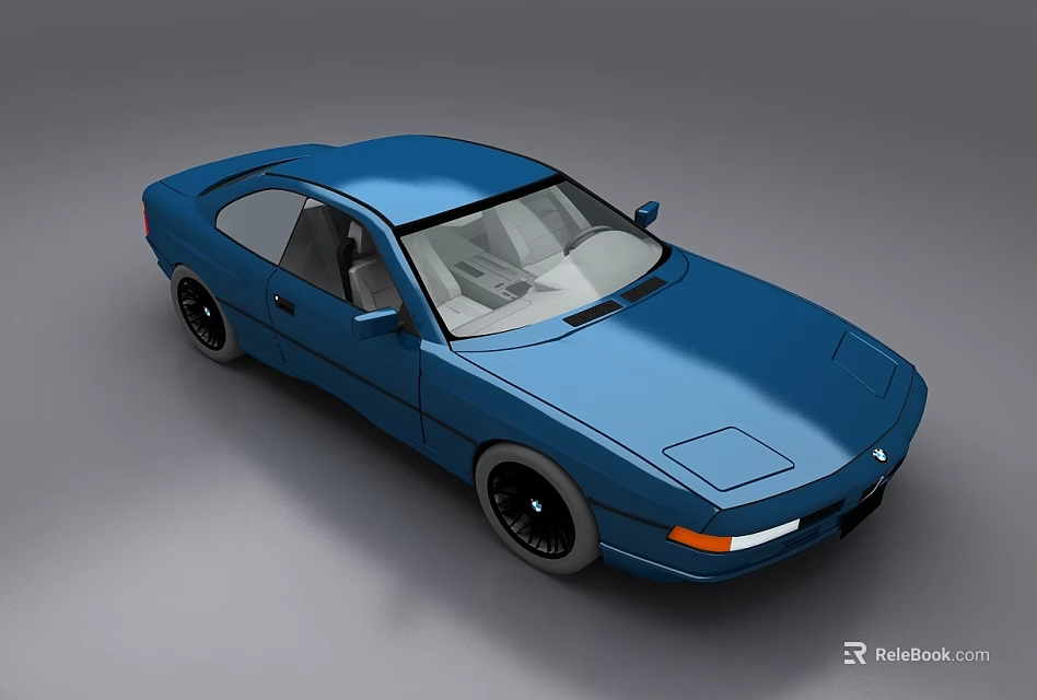 Blue Two Door Sports Car Featuring Sleek Design Black Wheels And Smooth Roof 3d model 