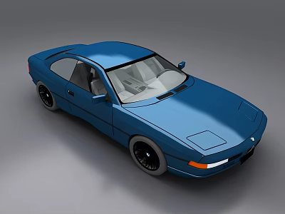 Blue Two Door Sports Car Featuring Sleek Design Black Wheels And Smooth Roof 3d model