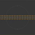 Tactical Weapon Ammunition Belt With Black Strap And Golden Bullets Arranged In Long Strip
