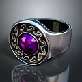 Silver Ring With Purple Gemstone And Patterned Design Jewelry Accessory 3d model