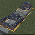 Ancient Chinese Architecture With Traditional Roofs Courtyard Layout And Green Lawn