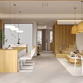 Quiet Restaurant Log Living Room Dining Room Study 3d model