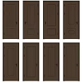 Various Brown Hinged Doors with Classic Panel Design for Home Interiors 3d model