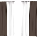 Brown And White Curtains In Modern Home Interior With Soft Fabric Design