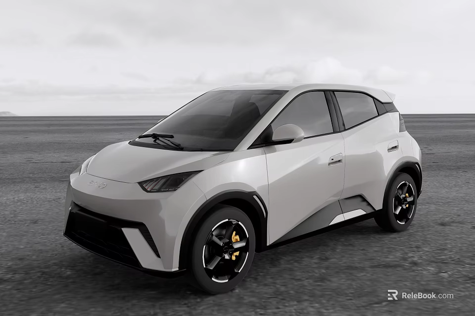 Sleek Silver Compact SUV With Modern Design Black Wheels And Yellow Calipers On Open Road 3d model 