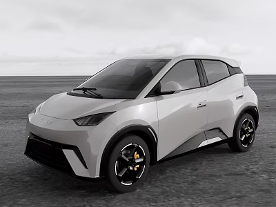 Sleek Silver Compact SUV With Modern Design Black Wheels And Yellow Calipers On Open Road 3d model