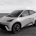 Sleek Silver Compact SUV With Modern Design Black Wheels And Yellow Calipers On Open Road