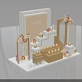 Luxury Sales Office Interior Design With Floral Decorations Staircase Gift Boxes And LOGO Display Area